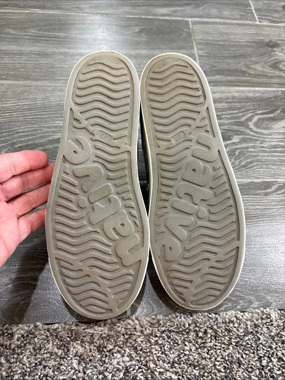 Native Jefferson Slip-On Sneakers in Grey with White Toe